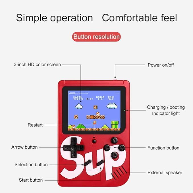Retro Portable Mini Handheld Video Game Console 8-Bit 3.0 Inch LCD Color Kids Game Player Built-in 500 games