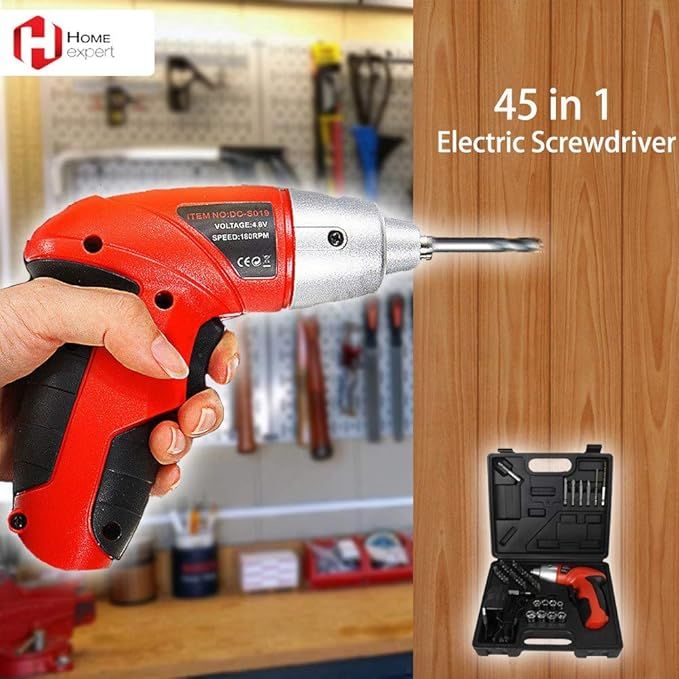 45Pcs Cordless Screwdriver With Drill