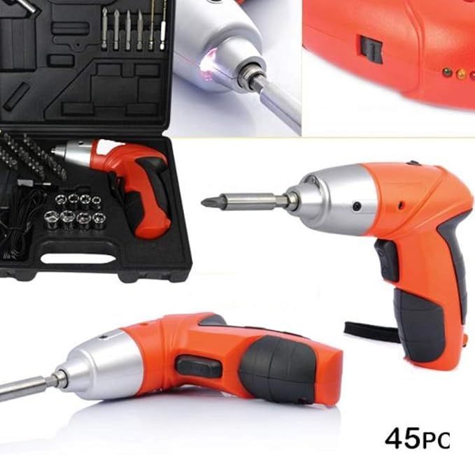 45Pcs Cordless Screwdriver With Drill