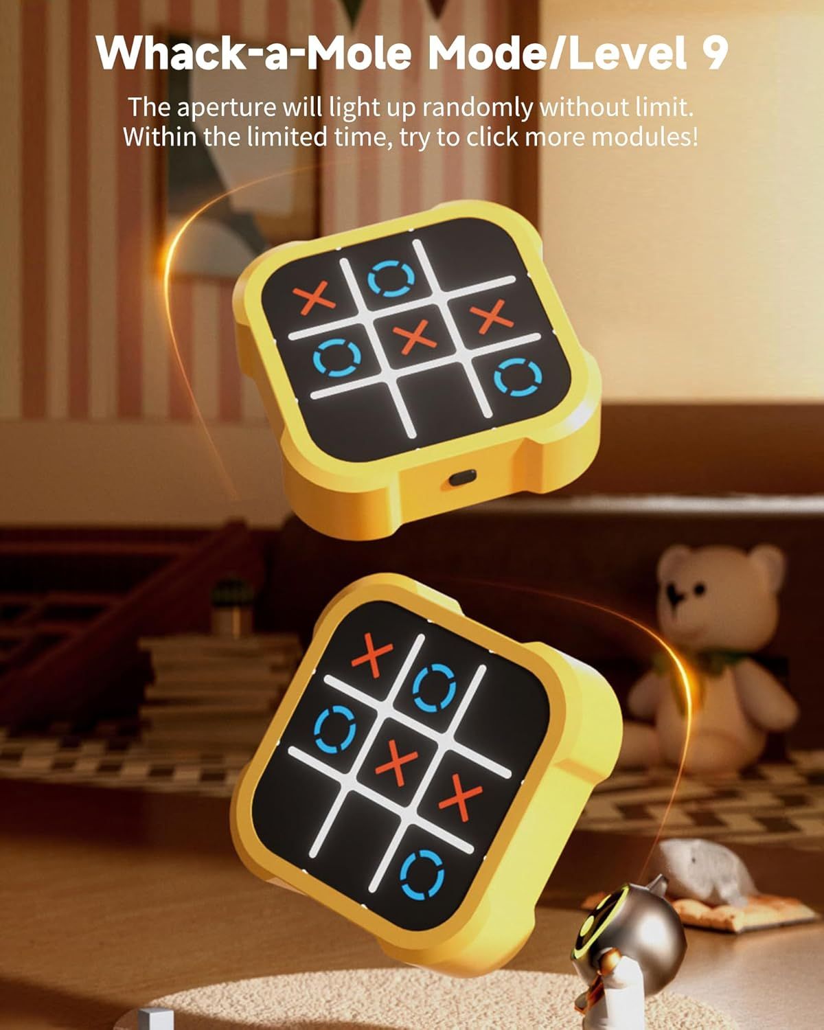 Tic Tac Toe Bolt Game, Electronic 4-in-1 Handheld Puzzle Game Console