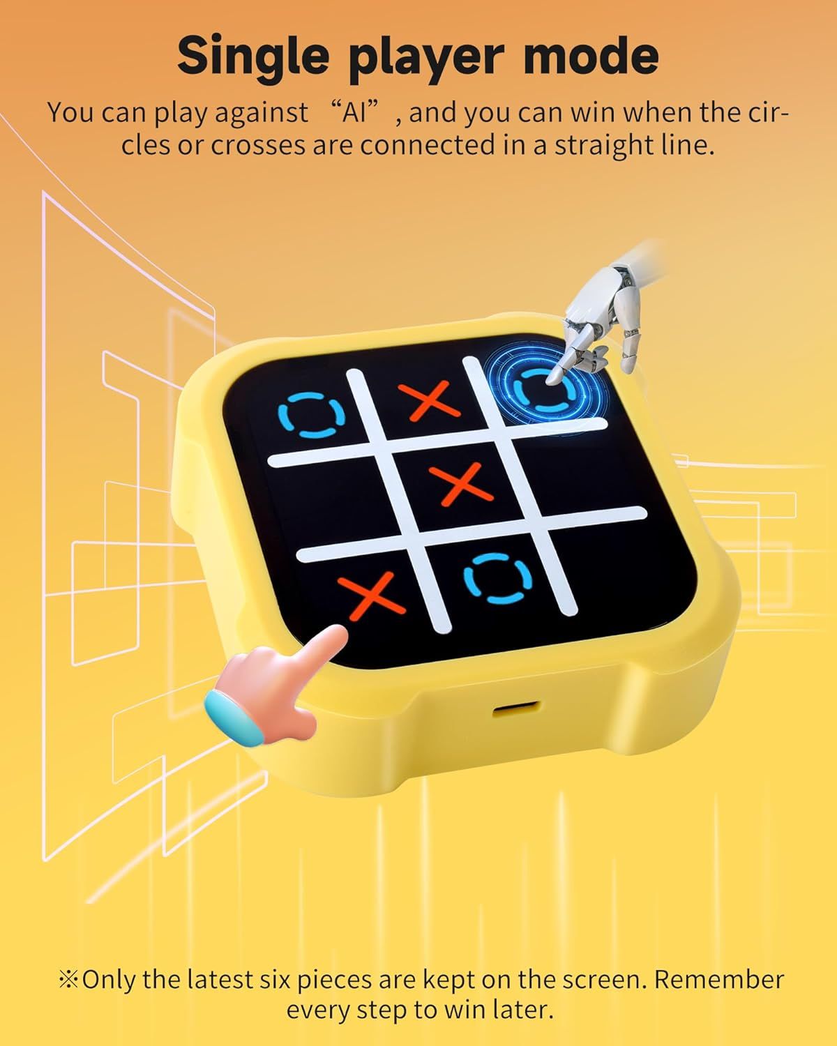 Tic Tac Toe Bolt Game, Electronic 4-in-1 Handheld Puzzle Game Console